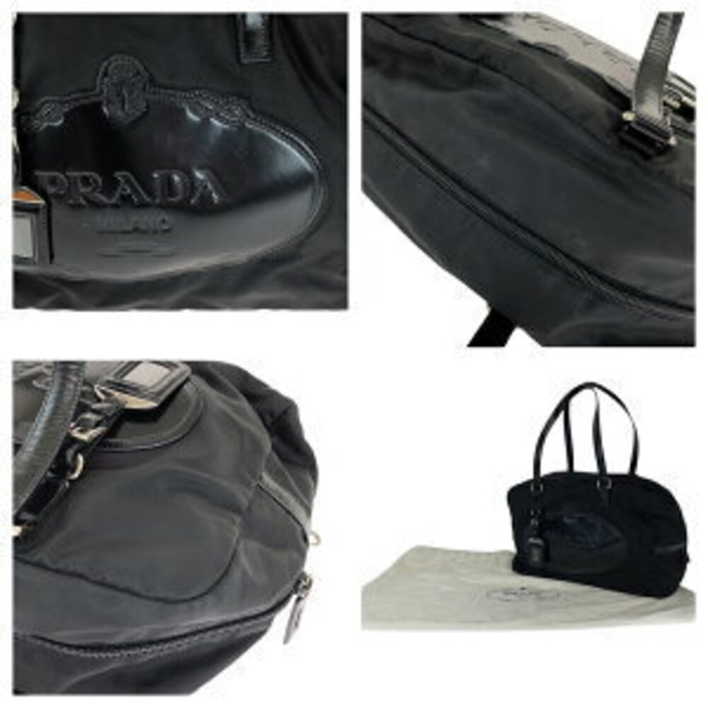 Prada nylon logo shoulder black Tessuto bag Boston - Picture 6 of 10